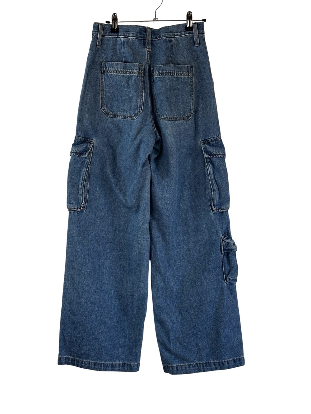Universal Thread Wide Leg Cargo Jeans Women’s Size 2R Blue Y2K Utility Skater - Picture 3 of 13